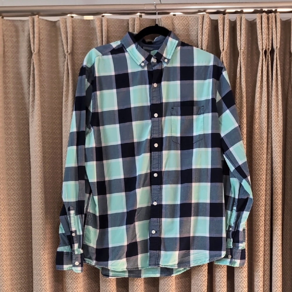 Men's Size Large Slim Express Long Sleeve Button Down Plaid Shirt